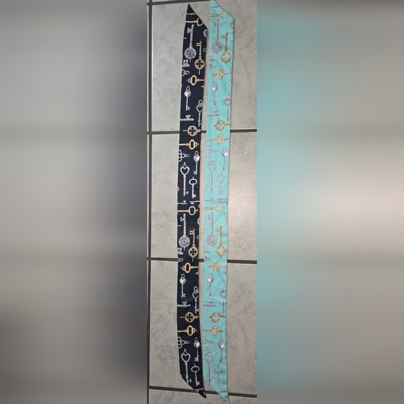 Key Pattern Silk Twilly Scarves - Picture 2 of 4